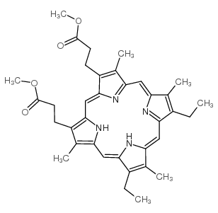 21H,23H-Porphine-2,18-dipropanoicacid, 7,12-diethyl-3,8,13,17-tetramethyl-, 2,18-dimethyl ester Structure