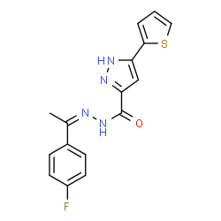 (Z)-N-(1-(4-fluorophenyl)ethylidene)-3-(thiophen-2-yl)-1H-pyrazole-5-carbohydrazide structure