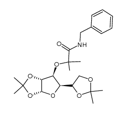 2-(1,2:5,6-di-O-isopropylidene-D-glucofuranos-3-yloxy)-2-methyl-N-benzylpropanamide Structure