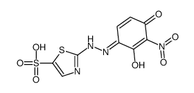 2-[2-(2-hydroxy-3-nitro-4-oxocyclohexa-2,5-dien-1-ylidene)hydrazinyl]-1,3-thiazole-5-sulfonic acid Structure