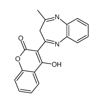 4-hydroxy-3-(4-methyl-3H-benzo[b][1,4]diazepin-2-yl)-chromen-2-one结构式