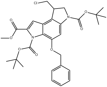 2-甲基4-(苄氧基)-8-(氯甲基)-7,8-二氢吡咯并[3,2-e]吲哚-2,3,6-三羧酸3,6-二叔丁酯图片