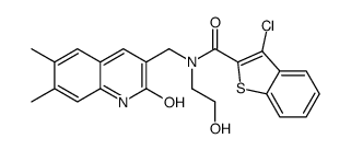 Benzo[b]thiophene-2-carboxamide, 3-chloro-N-[(1,2-dihydro-6,7-dimethyl-2-oxo-3-quinolinyl)methyl]-N-(2-hydroxyethyl)- (9CI)结构式