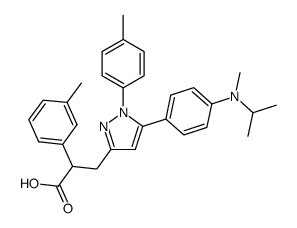 3-{5-[4-(Isopropyl-methyl-amino)-phenyl]-1-p-tolyl-1H-pyrazol-3-yl}-2-m-tolyl-propionic acid结构式