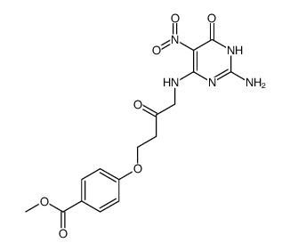 1-[N-(2-amino-4-hydroxy-5-nitropyrimidin-6-yl)amino]-4-[p-(carbomethoxy)phenoxy]-2-butanone Structure