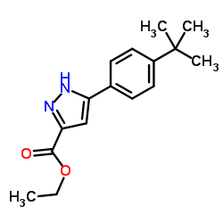 Ethyl 5-[4-(2-methyl-2-propanyl)phenyl]-1H-pyrazole-3-carboxylate Structure