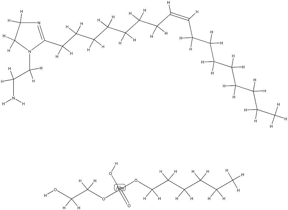 hexyl 2-hydroxyethyl hydrogen phosphate, compound with (Z)-2-(heptadec-8-enyl)-4,5-dihydro-1H-imidazole-1-ethylamine (1:1)结构式