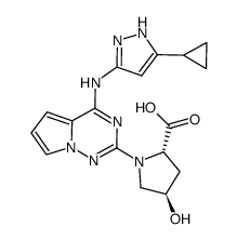 (2S,4R)-1-(4-(5-cyclopropyl-1H-pyrazol-3-ylamino)pyrrolo[1,2-f][1,2,4]triazin-2-yl)-4-hydroxypyrrolidine-2-carboxylic acid Structure