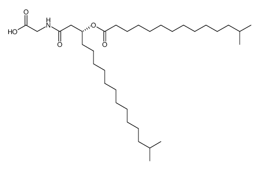 (3R)-N-<3-(13'-methyltetradecanoyloxy)-15-methylhexadecanoyl>glycine Structure