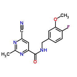 6-Cyano-N-(4-fluoro-3-methoxybenzyl)-2-methyl-4-pyrimidinecarboxamide结构式