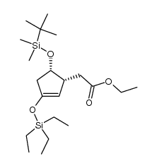 ethyl 2-((1R,5S)-5-((tert-butyldimethylsilyl)oxy)-3-((triethylsilyl)oxy)cyclopent-2-en-1-yl)acetate Structure