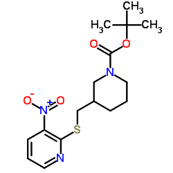 3-(3-Nitro-pyridin-2-ylsulfanylmethyl)-piperidine-1-carboxylic acid tert-butyl ester picture