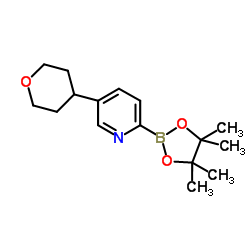 5-(Tetrahydro-2H-pyran-4-yl)-2-(4,4,5,5-tetramethyl-1,3,2-dioxaborolan-2-yl)pyridine Structure