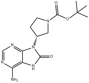 Tert-butyl (3R)-3-(6-amino-8-oxo-7,8-dihydro-9H-purin-9-yl)pyrrolidine-1-carboxylate structure