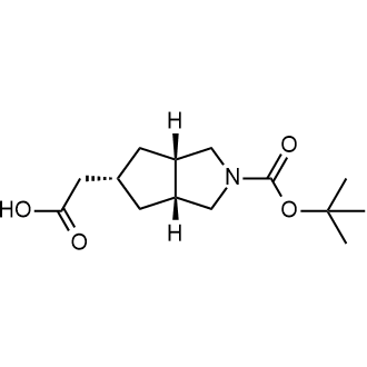 2-((3aR,5r,6aS)-2-(叔丁氧羰基)八氢环戊烷并[c]吡咯-5-基)乙酸结构式