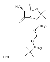 pivaloyloxymethyl [2S-(2alpha,5alpha,6beta)]-6-amino-3,3-dimethyl-7-oxo-4-thia-1-azabicyclo[3.2.0]heptane-2-carboxylate monohydrochloride结构式