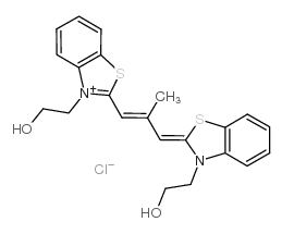 3-(2-oxy-ethyl)-2-[3-(3-(2-oxy-ethyl)-2-benzothiazolinylidene)-2-methyl-1-propenyl)] benzothiazolium chloride structure