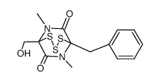 1-benzyl-5-hydroxymethyl-6,8-dimethyl-2,3,4-trithia-6,8-diaza-bicyclo[3.2.2]nonane-7,9-dione结构式