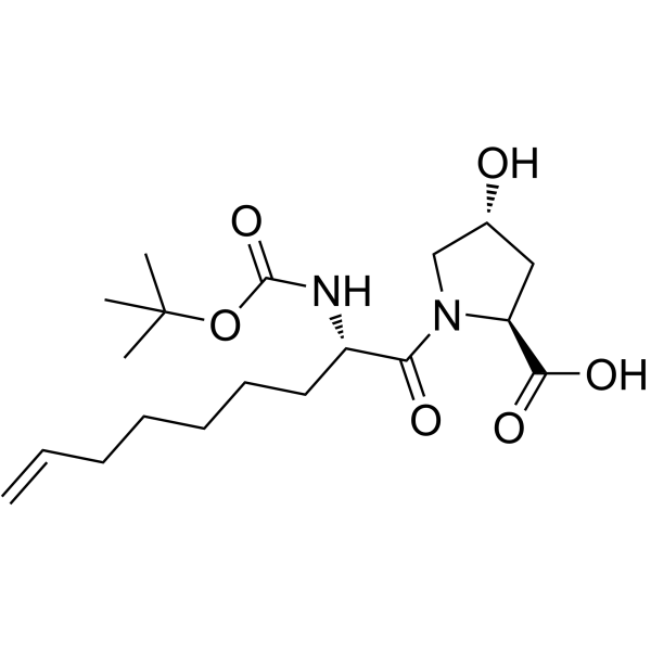 (4R)-1-[(2S)-2-[[叔丁氧羰基]氨基]-1-氧代-8-壬烯基]-4-羟基-L-脯氨酸结构式