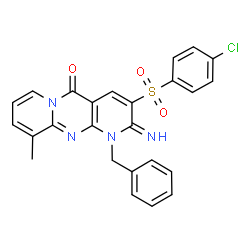 1-benzyl-3-[(4-chlorophenyl)sulfonyl]-2-imino-10-methyl-1,2-dihydro-5H-dipyrido[1,2-a:2,3-d]pyrimidin-5-one结构式