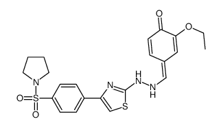 2-ethoxy-4-[[2-[4-(4-pyrrolidin-1-ylsulfonylphenyl)-1,3-thiazol-2-yl]hydrazinyl]methylidene]cyclohexa-2,5-dien-1-one Structure