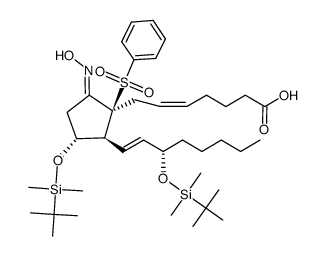 (Z)-7-((1S,2S,3R,E)-3-((tert-butyldimethylsilyl)oxy)-2-((S,E)-3-((tert-butyldimethylsilyl)oxy)oct-1-en-1-yl)-5-(hydroxyimino)-1-(phenylsulfonyl)cyclopentyl)hept-5-enoic acid结构式