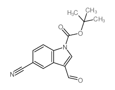 1-Boc-5-氰基-3-甲酰基吲哚结构式