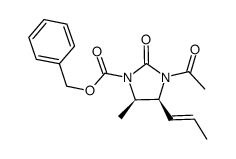 (4S,5R)-benzyl 3-ethanoyl-5-methyl-2-oxo-4-((E)-prop-1-enyl)imidazolidine-1-carboxylate结构式