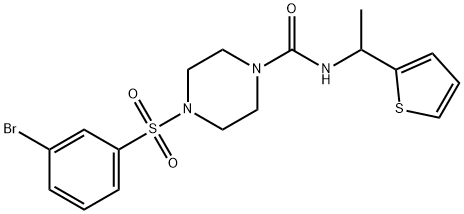 4-((3-Bromophenyl)sulfonyl)-N-(1-(thiophen-2-yl)ethyl)piperazine-1-carboxamide结构式