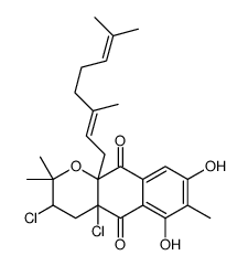 3,4a-Dichloro-10a-(3,7-dimethyl-2,6-octadienyl)-3,4,4a,10a-tetrahydro-6,8-dihydroxy-2,2,7-trimethyl-2H-naphtho[2,3-b]pyran-5,10-dione picture