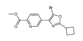 methyl 5-(5-bromo-2-cyclobutyl-1,3-oxazol-4-yl)pyridine-2-carboxylate结构式