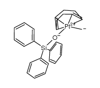 PtMe(OSiPh3)(1,5-cyclooctadiene) Structure