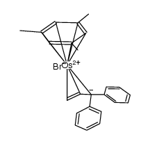 (η6-1,3,5-C6H3Me3)OsBr(η3-CCH2CHCPh2) Structure