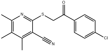 2-((2-(4-chlorophenyl)-2-oxoethyl)thio)-4,5,6-trimethylnicotinonitrile Structure