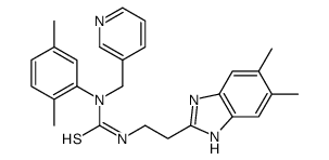 (9CI)-n-[2-(5,6-二甲基-1H-苯并咪唑-2-基)乙基]-n-(2,5-二甲基苯基)-n-(3-吡啶甲基)-硫脲结构式