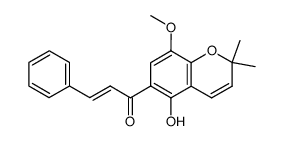 (E)-1-(5-Hydroxy-8-methoxy-2,2-dimethyl-2H-chromen-6-yl)-3-phenyl-propenone Structure