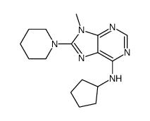 N-cyclopentyl-9-methyl-8-piperidin-1-ylpurin-6-amine结构式