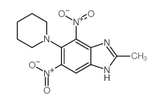 4,6-Dinitro-2-methyl-5-(1-piperidinyl)-1H-benzimidazole结构式