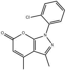 1-(2-氯苯基)-3,4-二甲基吡喃并[2,3-c]吡唑-6-酮结构式