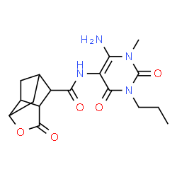 3,5-Methano-2H-cyclopenta[b]furan-7-carboxamide,N-(6-amino-1,2,3,4-tetrahydro-1-methyl-2,4-dioxo-3-propyl-5-pyrimidinyl)hexahydro-2-oxo-结构式