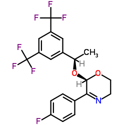 (6R)-6-{(1R)-1-[3,5-Bis(trifluoromethyl)phenyl]ethoxy}-5-(4-fluorophenyl)-3,6-dihydro-2H-1,4-oxazine结构式