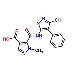 1-Methyl-5-[[(5-Methyl-4-phenyl-1H-pyrazol-3-yl)amino]carbonyl]-1H-pyrazole-4-carboxylic Acid结构式