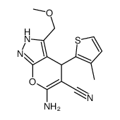 6-amino-3-(methoxymethyl)-4-(3-methylthiophen-2-yl)-2,4-dihydropyrano[2,3-c]pyrazole-5-carbonitrile Structure