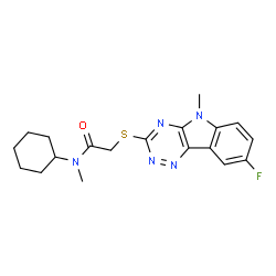 Acetamide, N-cyclohexyl-2-[(8-fluoro-5-methyl-5H-1,2,4-triazino[5,6-b]indol-3-yl)thio]-N-methyl- (9CI) Structure