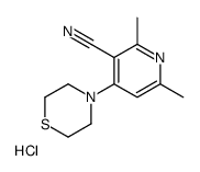 2,6-dimethyl-4-thiomorpholin-4-ylpyridine-3-carbonitrile,hydrochloride Structure