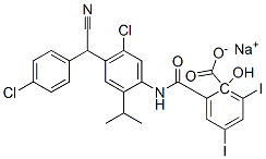 sodium N-[5-chloro-4-[(4-chlorophenyl)cyanomethyl]-2-isopropylphenyl]-2-hydroxy-3,5-diiodobenzamidate picture