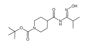 tert-butyl 4-({[(1 E/Z)-N-hydroxy-2-methylpropanimidoyl]amino}carbonyl)piperidine-1-carboxylate结构式