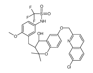 N-[3-[[(3S,4R)-6-[(7-chloroquinolin-2-yl)methoxy]-4-hydroxy-2,2-dimethyl-3,4-dihydrochromen-3-yl]methyl]-4-methoxyphenyl]-1,1,1-trifluoromethanesulfonamide Structure
