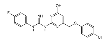 2-[6-[(4-chlorophenyl)sulfanylmethyl]-4-oxo-1H-pyrimidin-2-yl]-1-(4-fluorophenyl)guanidine结构式