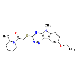 Piperidine, 1-[[(8-ethoxy-5-methyl-5H-1,2,4-triazino[5,6-b]indol-3-yl)thio]acetyl]-2-methyl- (9CI)结构式